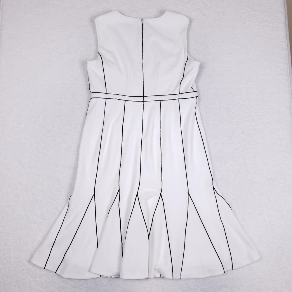 Calvin Klein Sheath Dress Sleeveless Midi Size M White Minimalist Retro Vibes - Picture 6 of 9